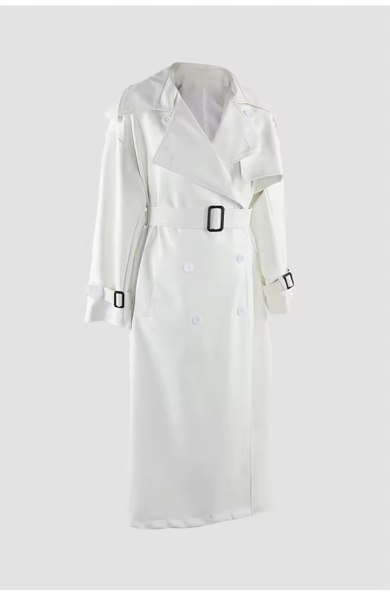 Anaïs PU leather coat- white