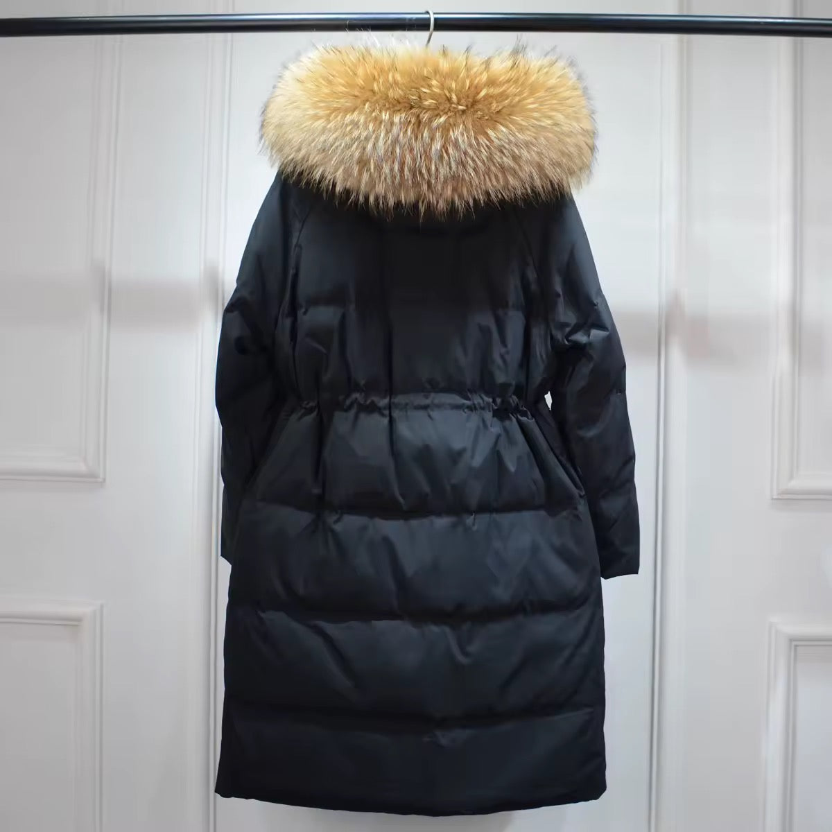 Lauren long down coat- black/brown