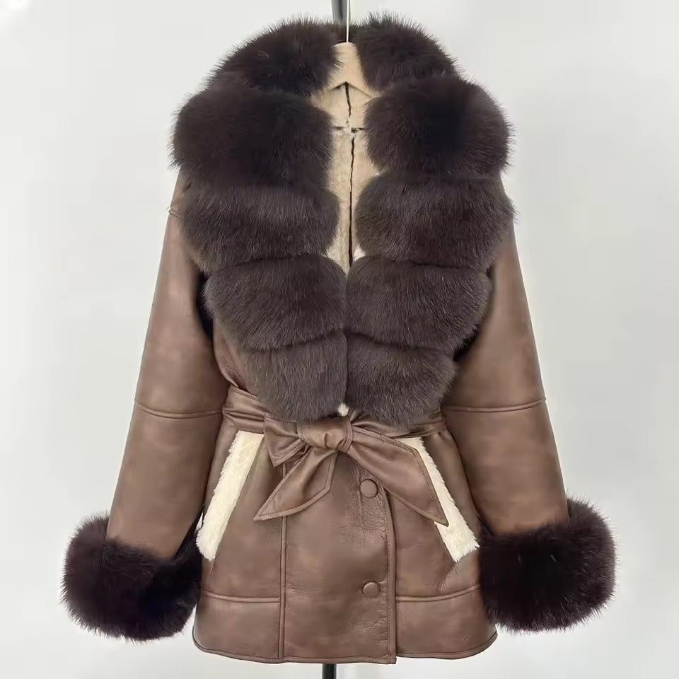 Jennie fur jacket- brown/dark brown