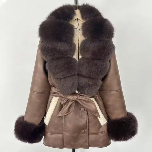 Jennie fur jacket- brown/dark brown