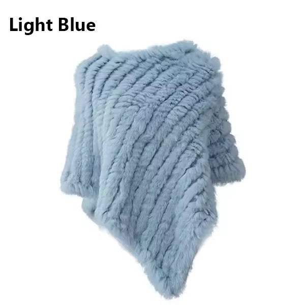Leah fur poncho- light blue