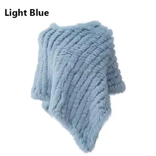 Leah fur poncho- light blue