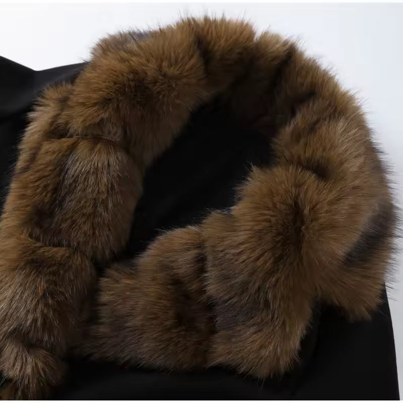 Beatrice faux fur coat- black/brown