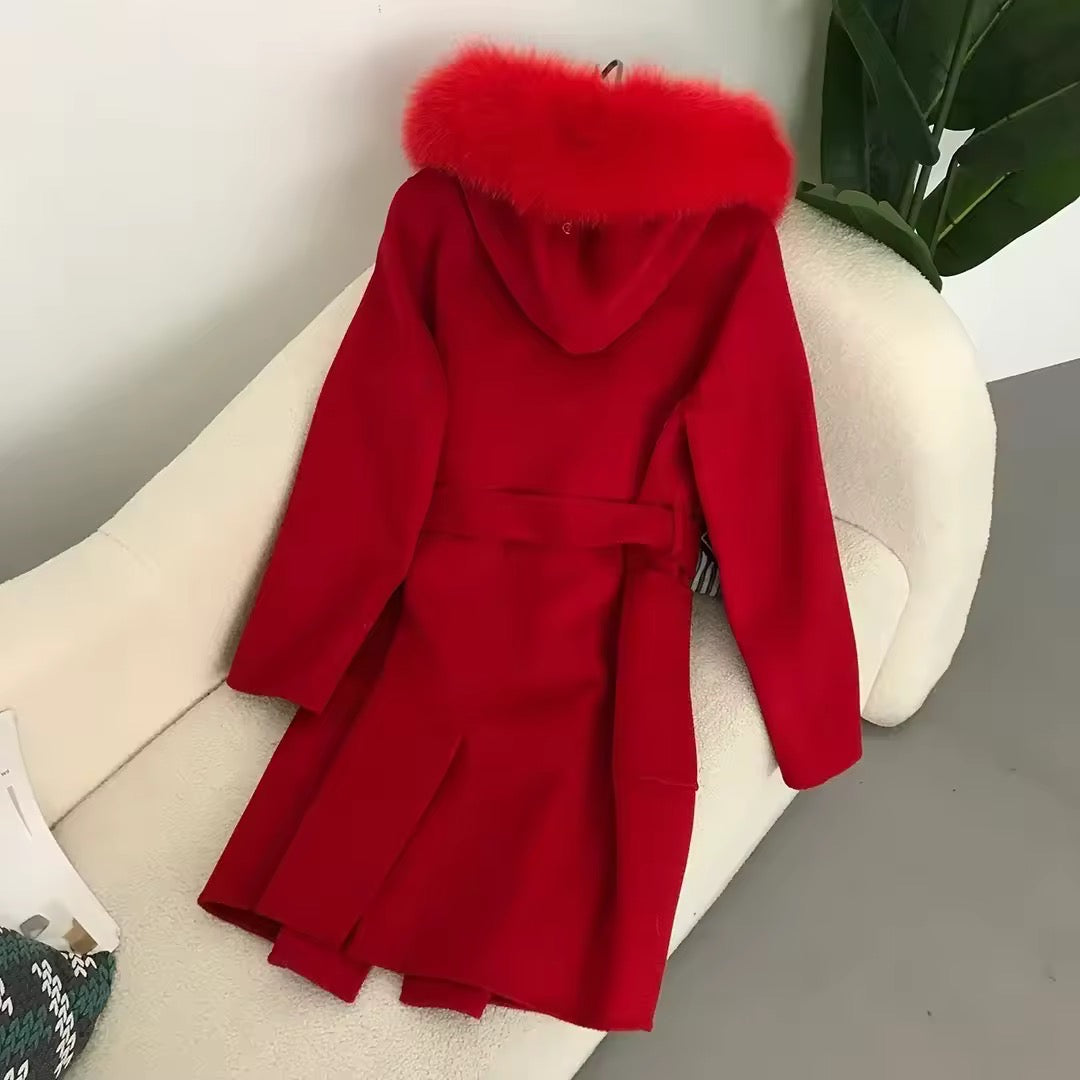 Noelia fur coat- red