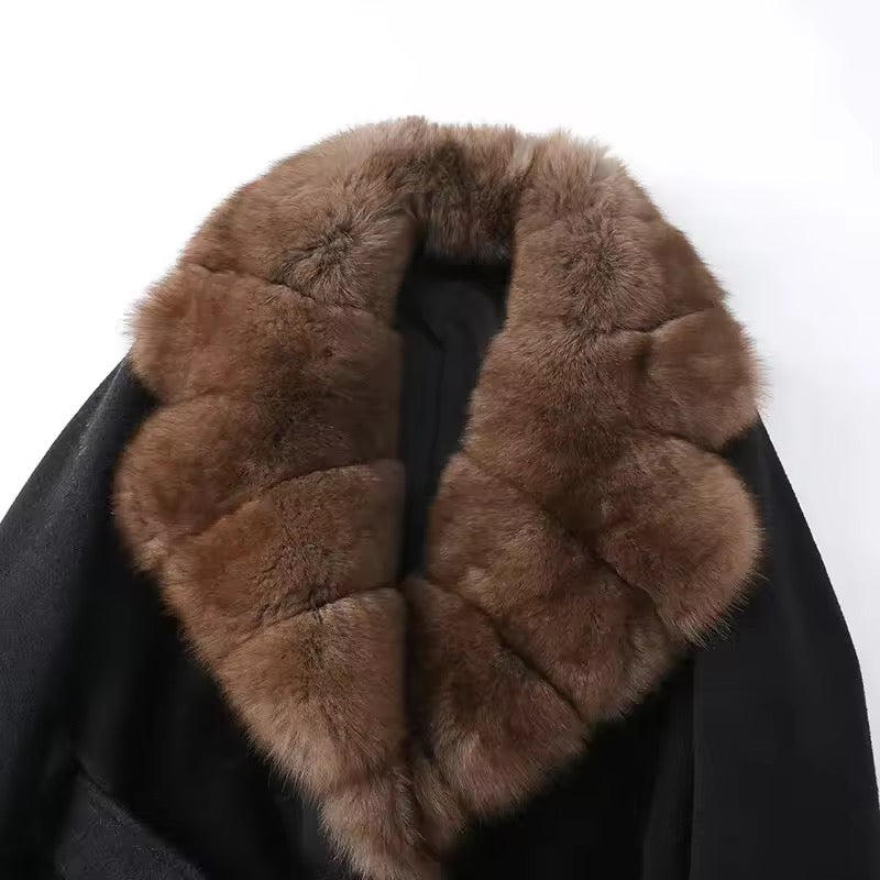 Beatrice faux fur coat- black/brown