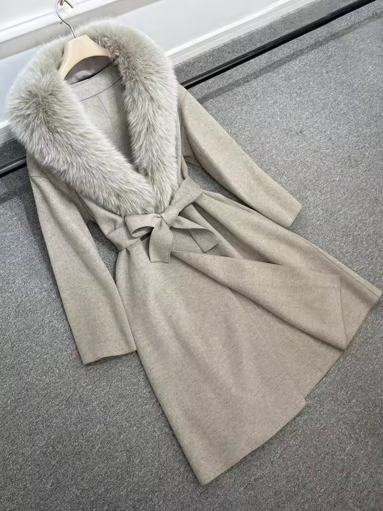 Danielle fur coat- dark beige