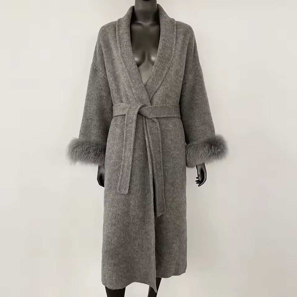 Betsy fur coat- long grey