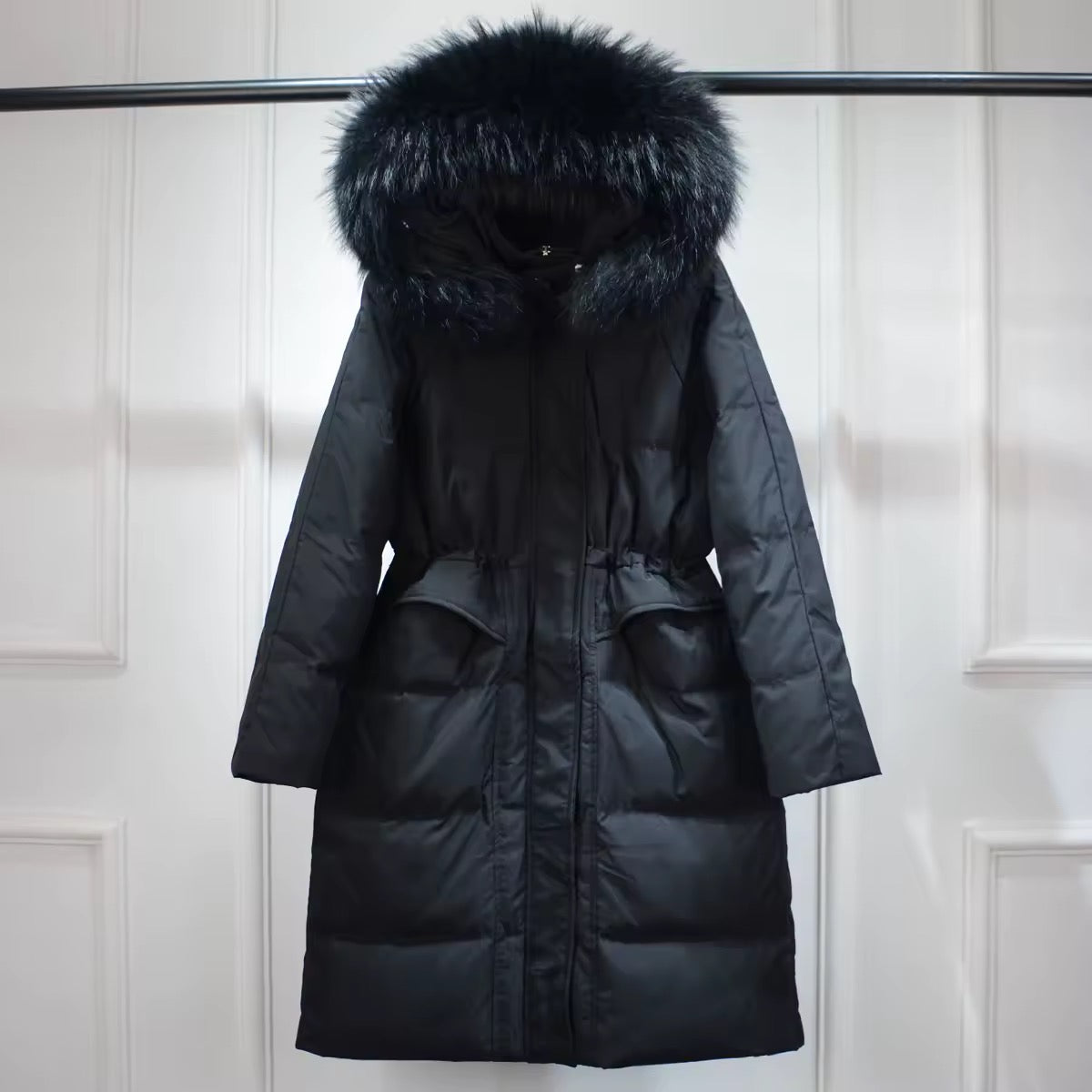 Lauren long down coat- black