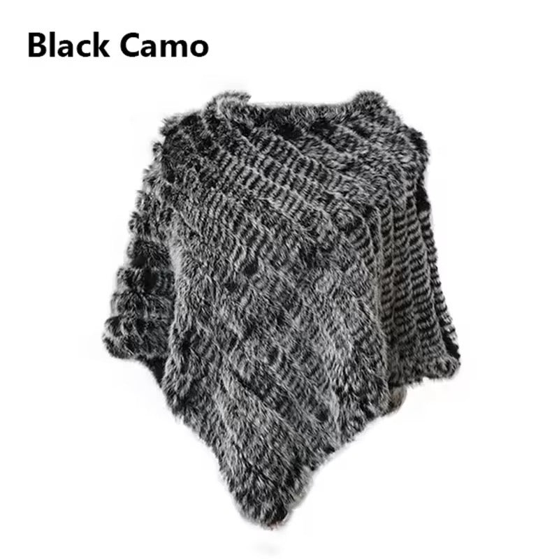 Leah fur poncho- black camo