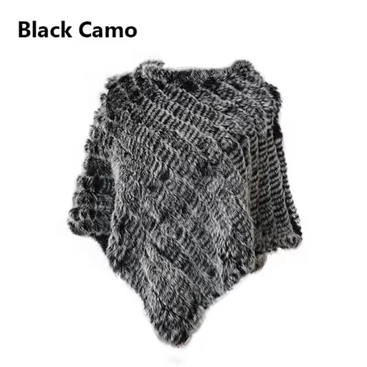 Leah fur poncho- black camo