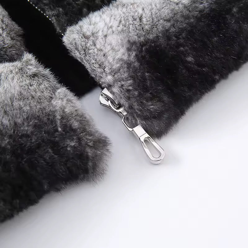 Victoria fur jacket- black/grey