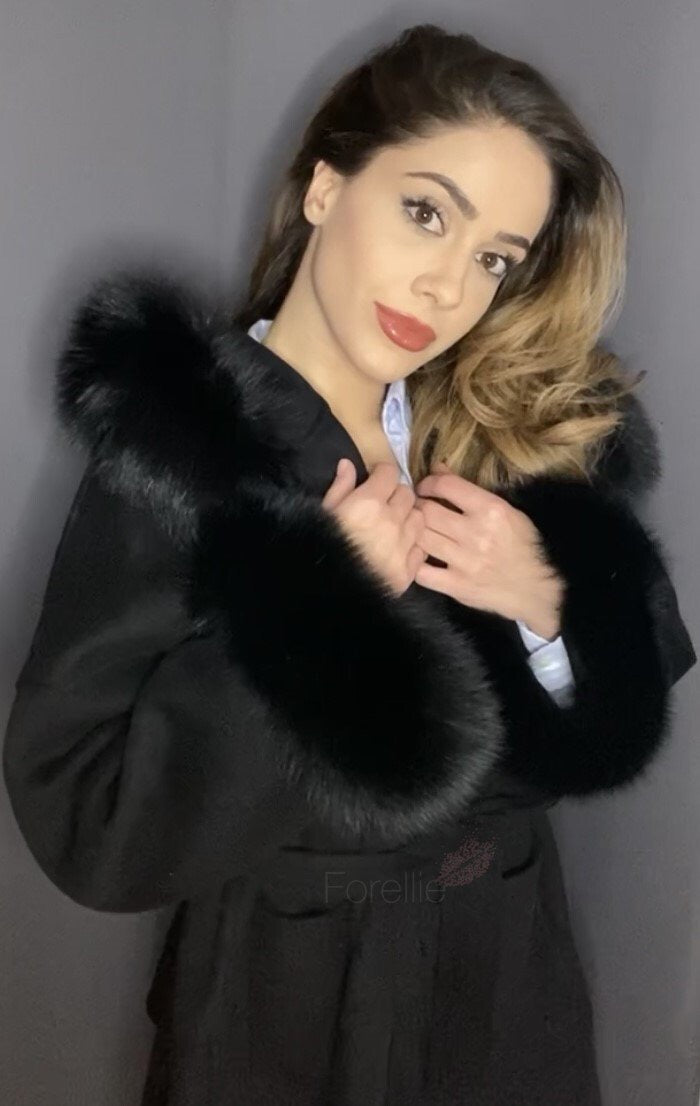 Noelia fur coat plus- black