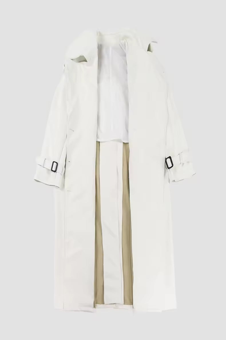 Anaïs PU leather coat- white