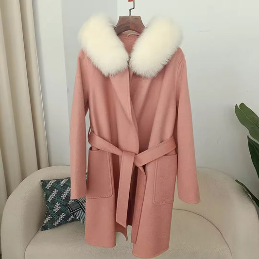 Noelia fur coat- pink/white