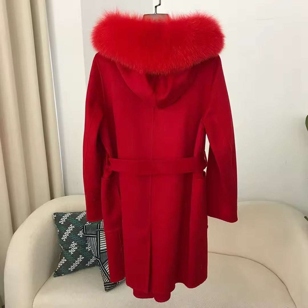 Noelia fur coat- red