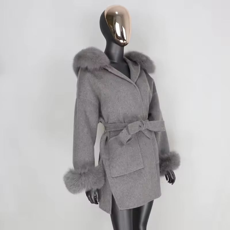 Noelia fur coat plus- grey