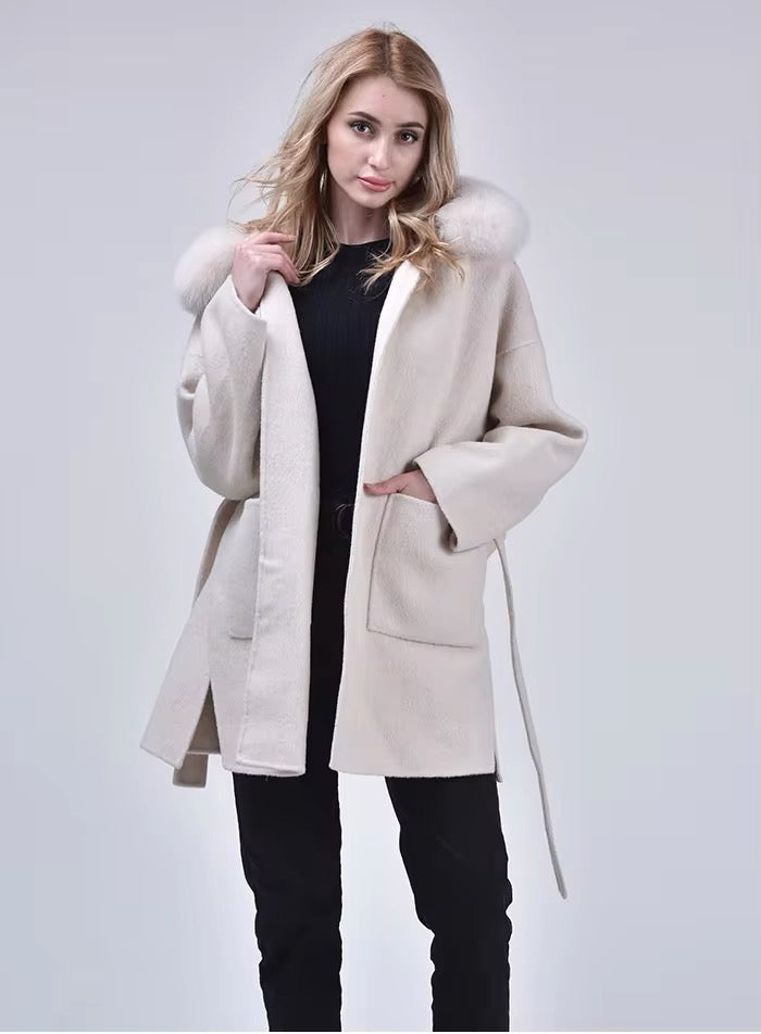 Noelia fur coat- beige