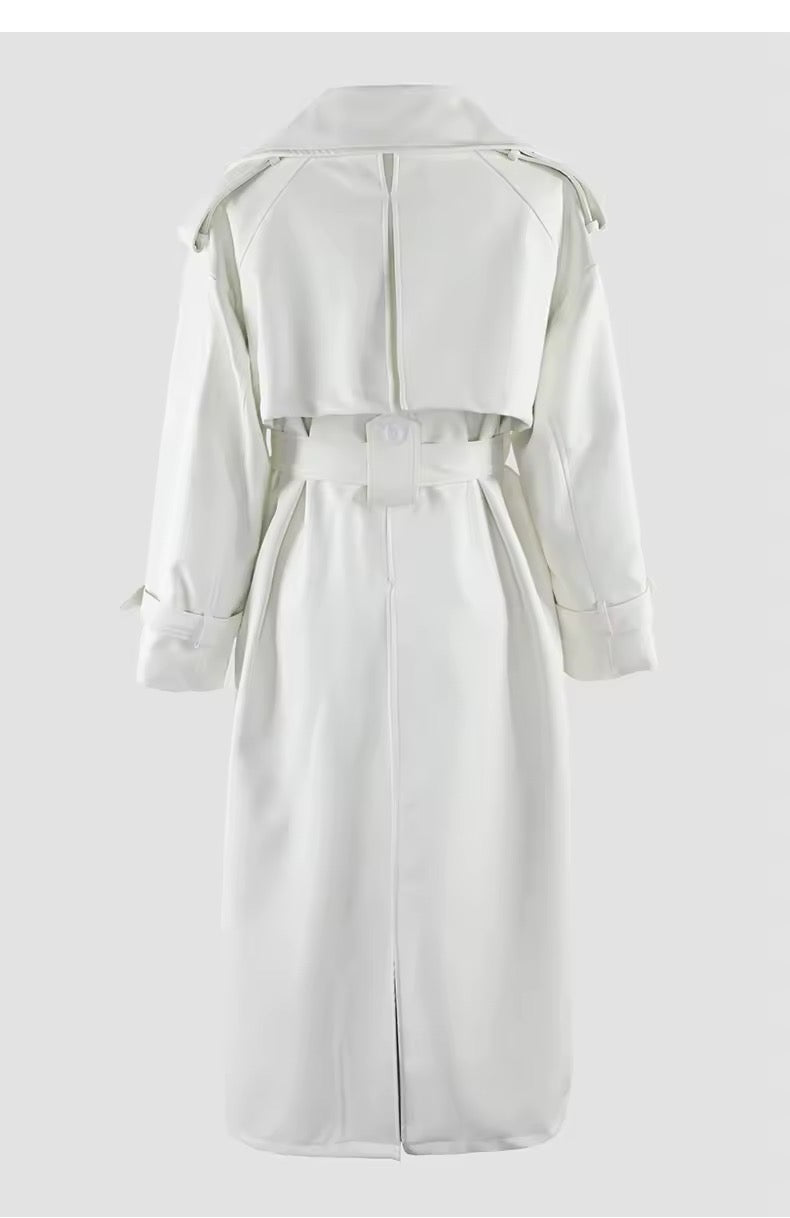 Anaïs PU leather coat- white