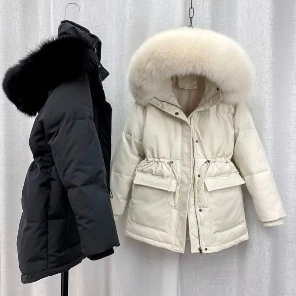 Dina down coat- fake fur beige