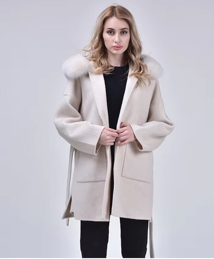 Noelia fur coat- beige