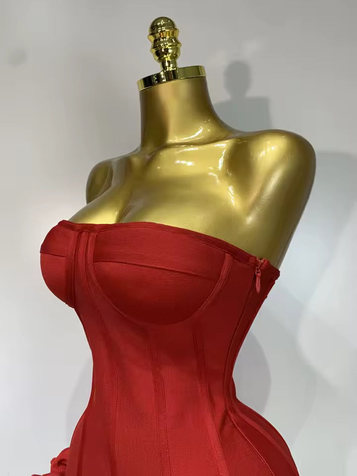 Deanna bandage dress- red