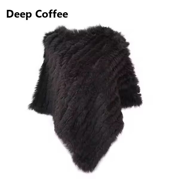 Leah fur poncho- deep coffee
