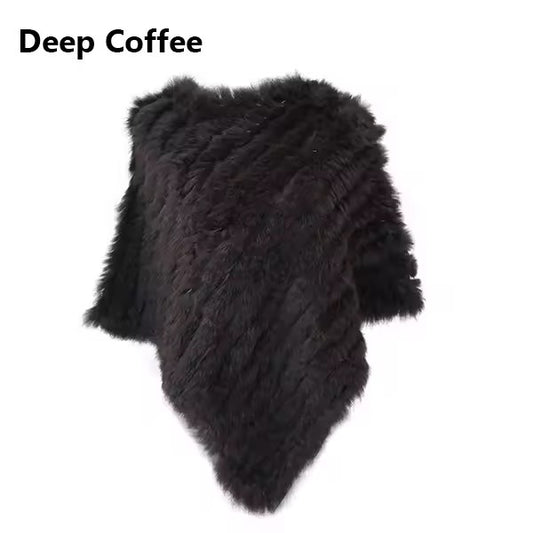 Leah fur poncho- deep coffee