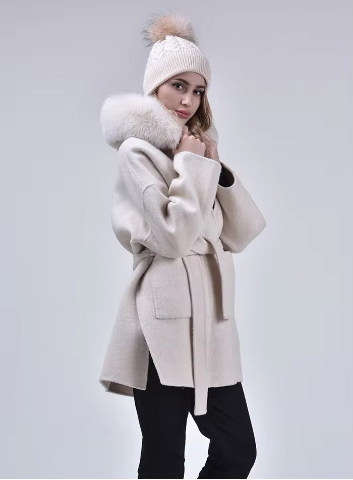 Noelia fur coat- beige