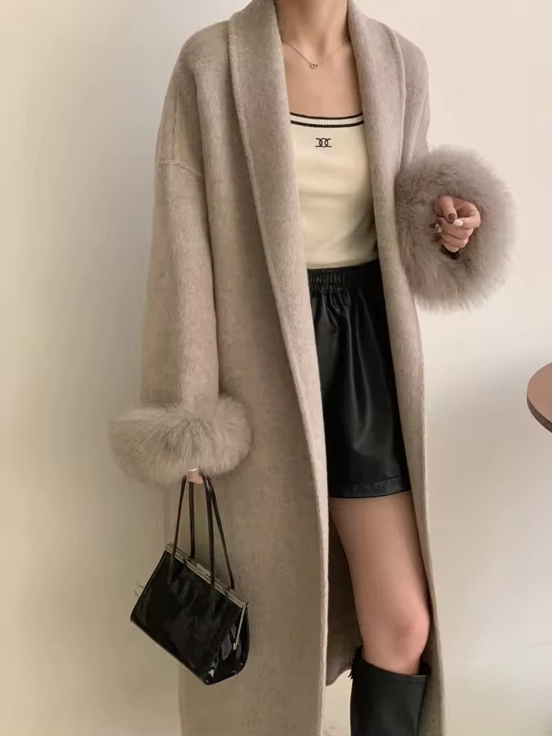 Betsy long fur coat- deep beige