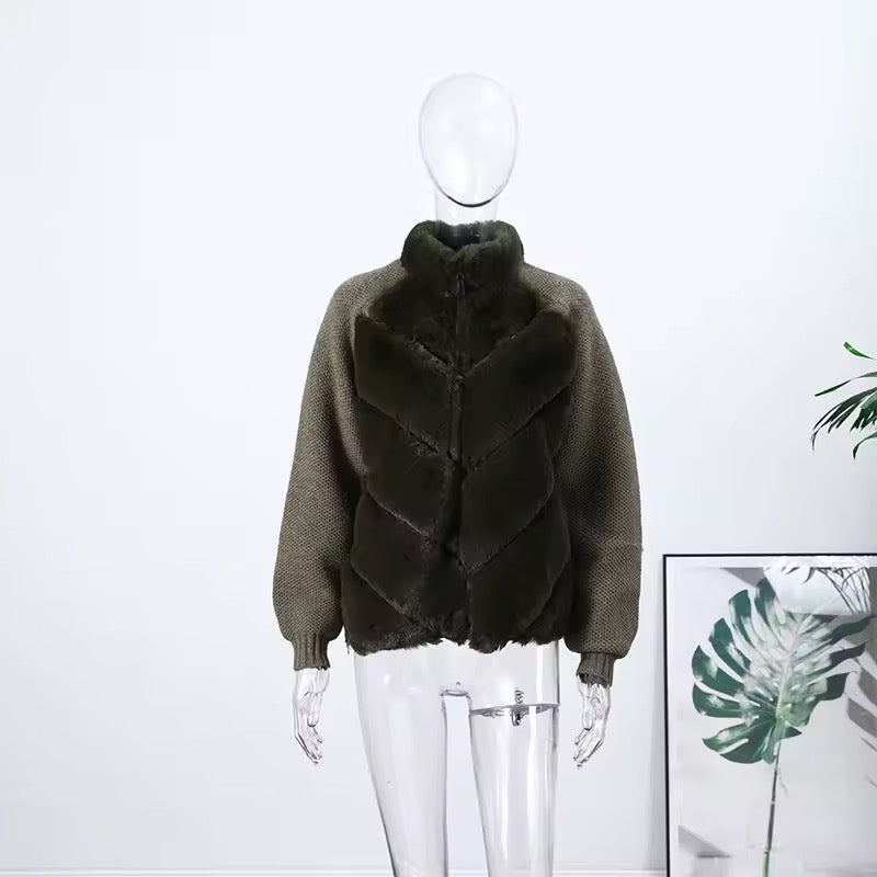 Donia faux fur jacket- green