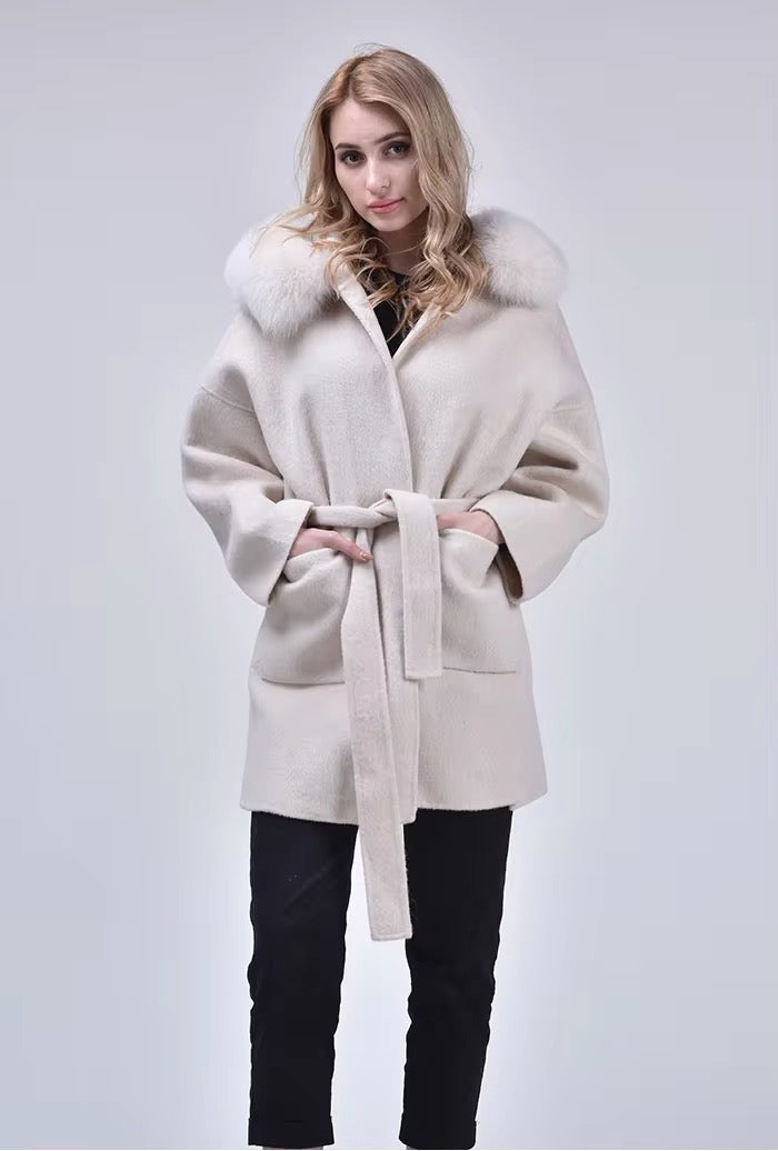 Noelia fur coat- beige