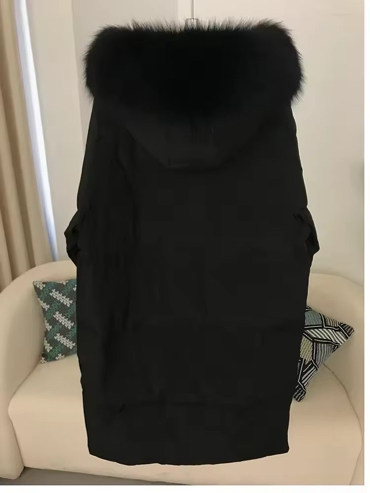 Dina long down coat- black