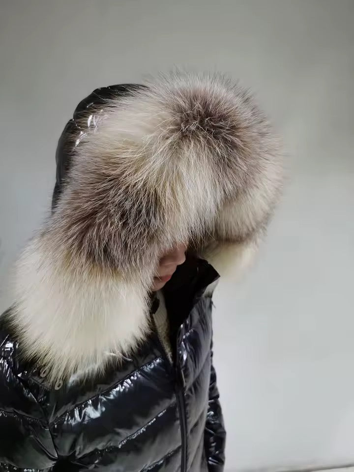 Gia short light down coat- black/white
