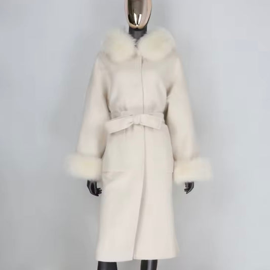 Noelia fur coat long plus- beige