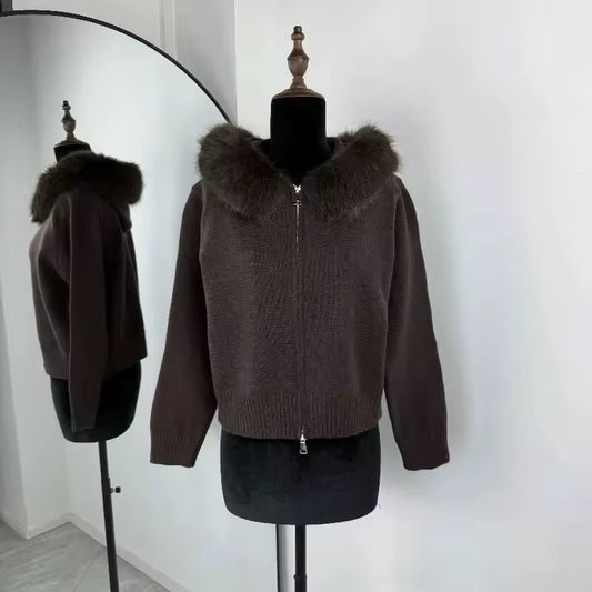 Glinda fake fur jacket- dark brown