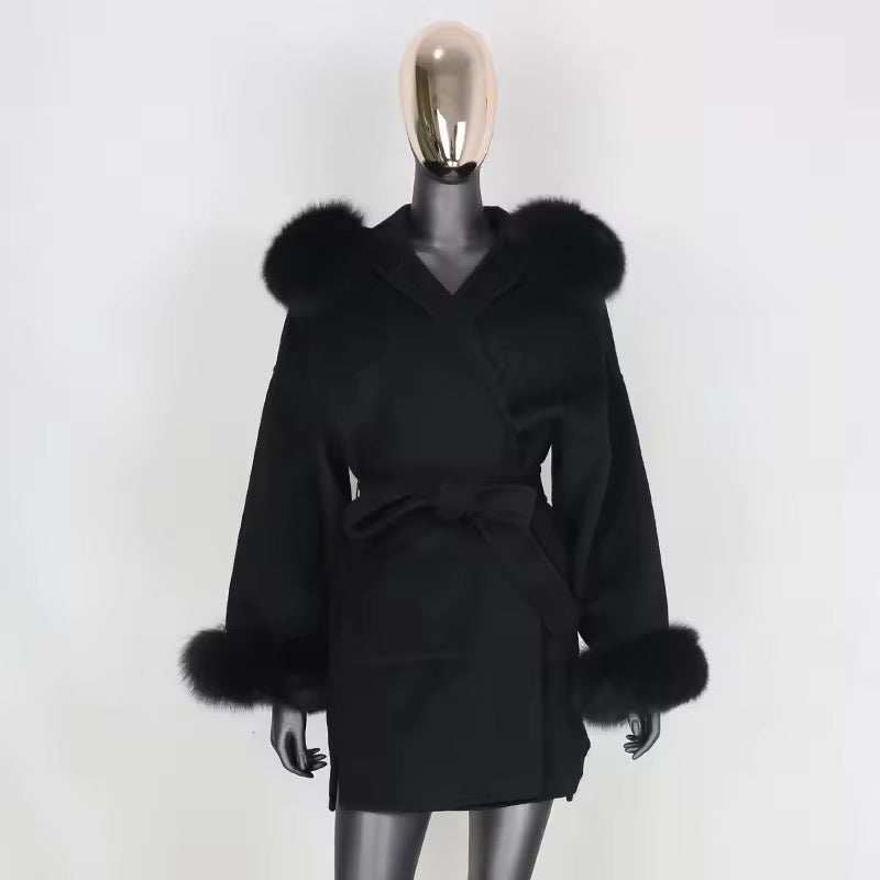 Noelia fur coat plus- black
