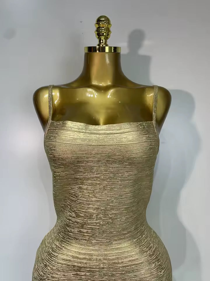 Marlena bandage dress- golden