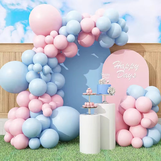 Balloon garland- baby blue/pink
