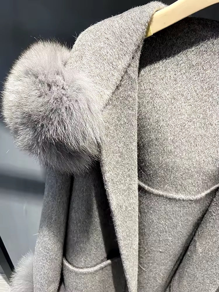 Noelia fur coat plus- grey