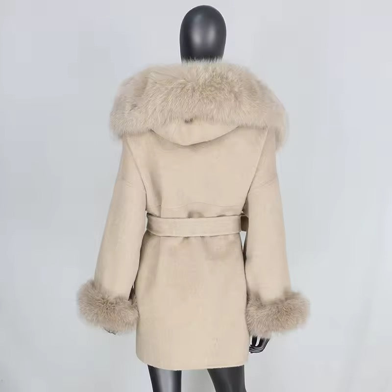 Noelia fur coat plus- warm beige