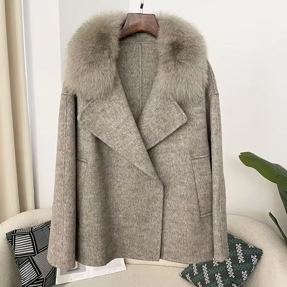 Ida wool fur jacket- dark beige