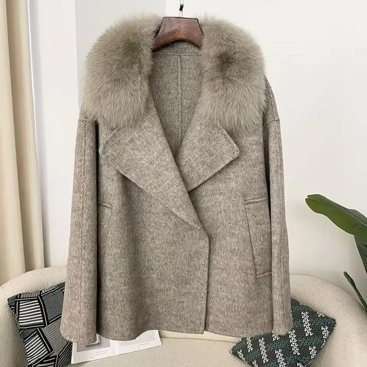 Ida wool fur jacket- dark beige