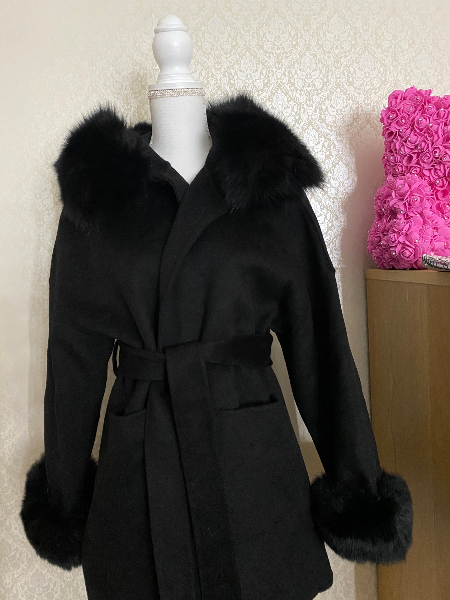 Noelia fur coat plus- black