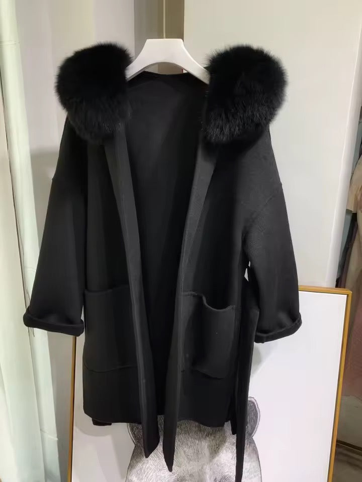 Noelia fur coat- black