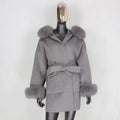 Noelia fur coat plus- grey