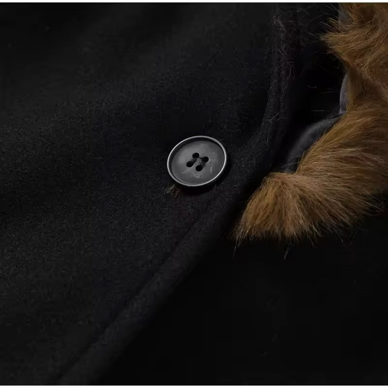 Beatrice faux fur coat- black/brown