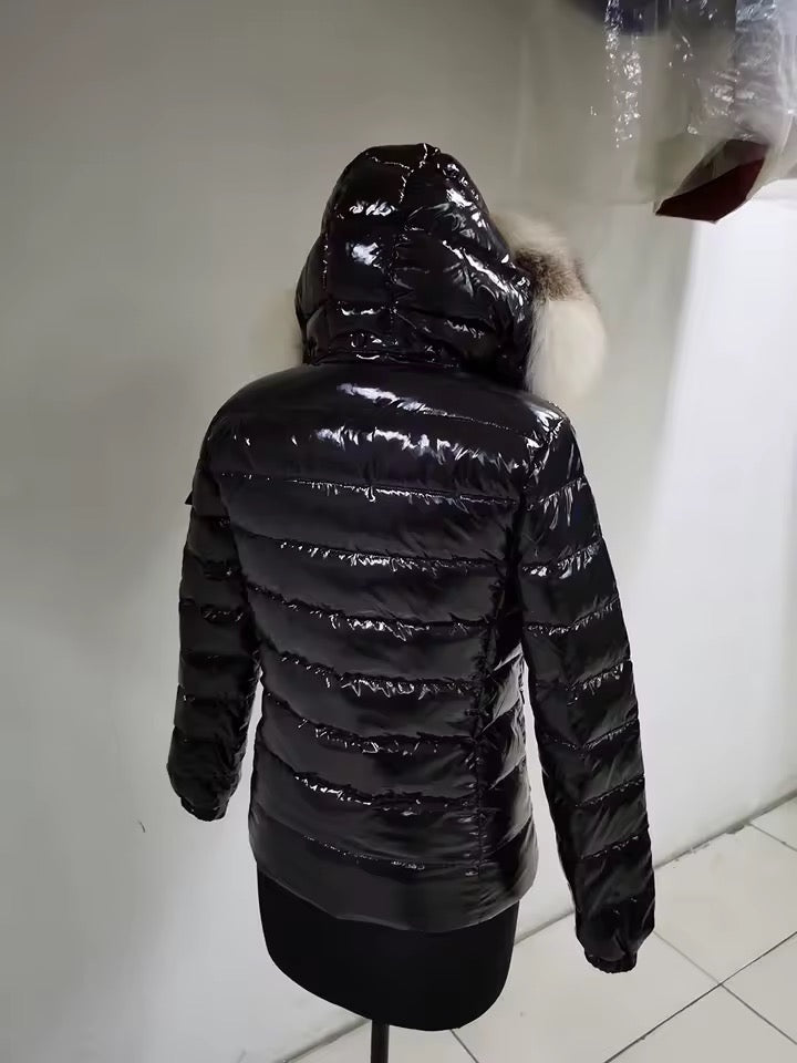 Gia short light down coat- black/white