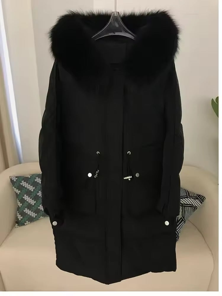 Dina long down coat- black