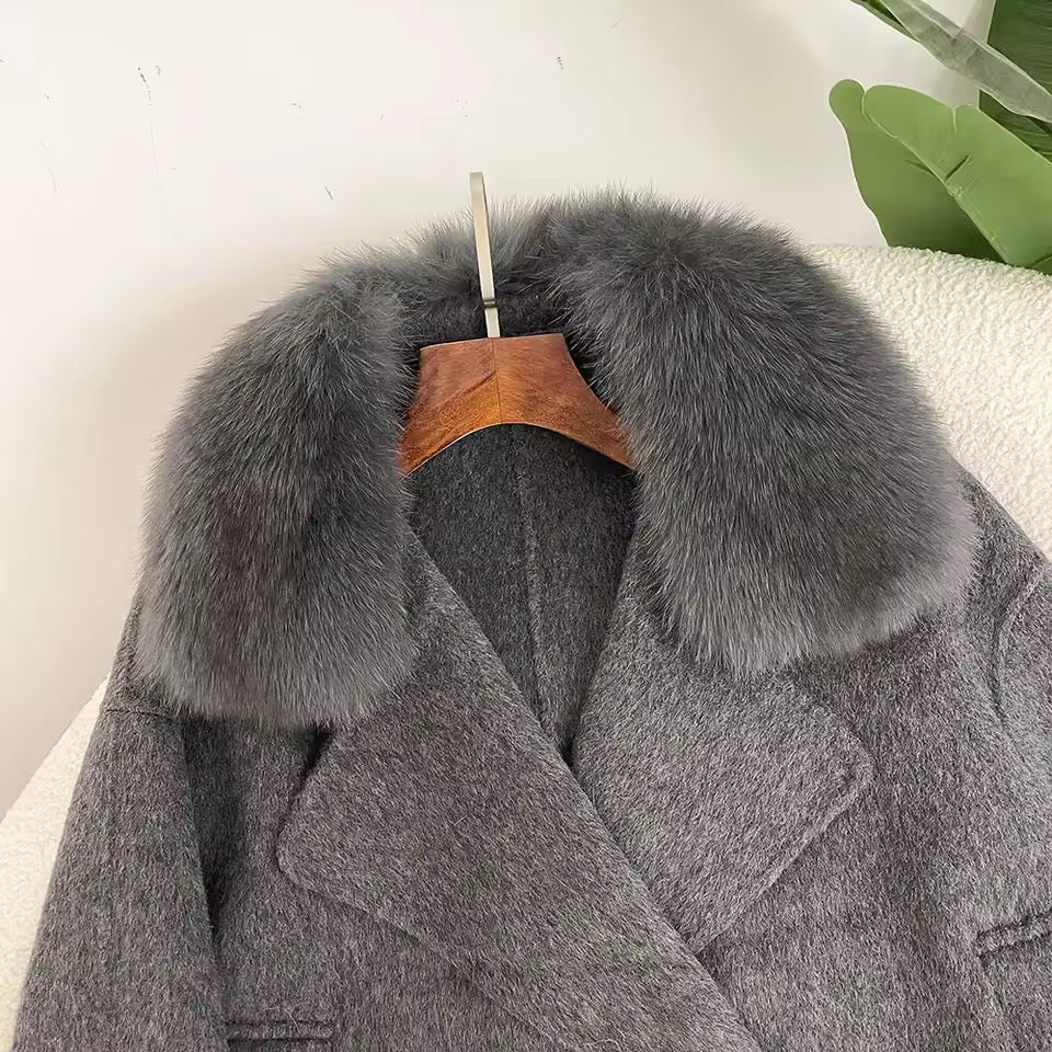 Ida wool fur jacket- grey