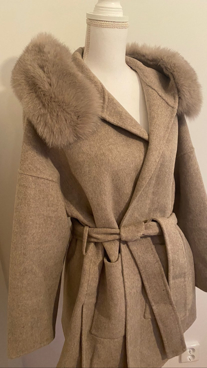 Noelia fur coat- dark beige